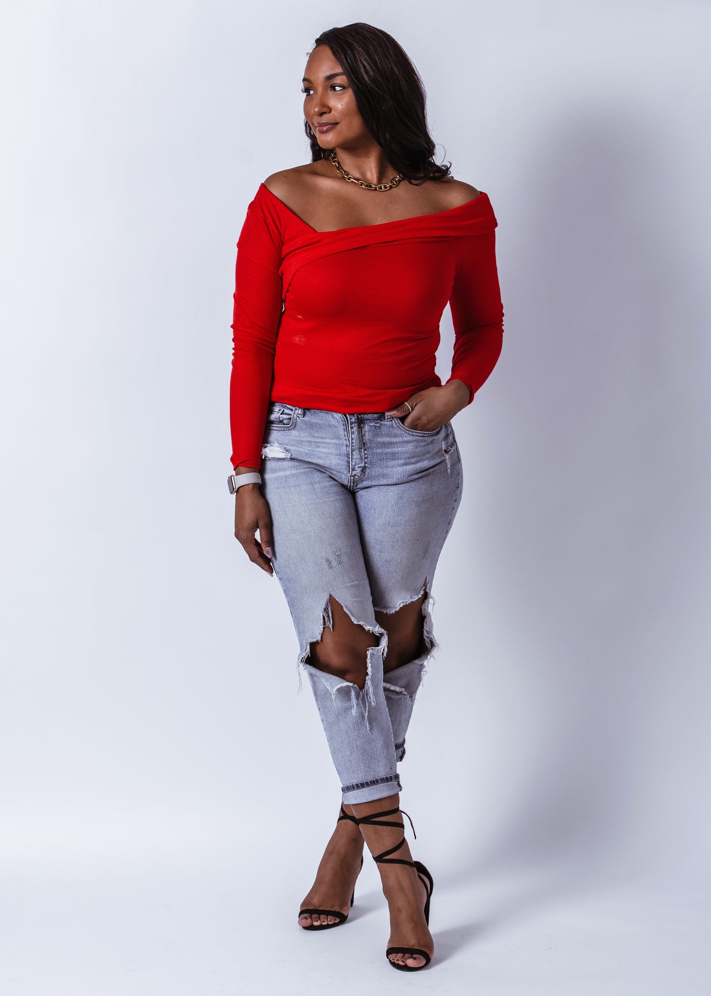 *CLEARANCE* Ribbed Bodycon Off Shoulder Top
