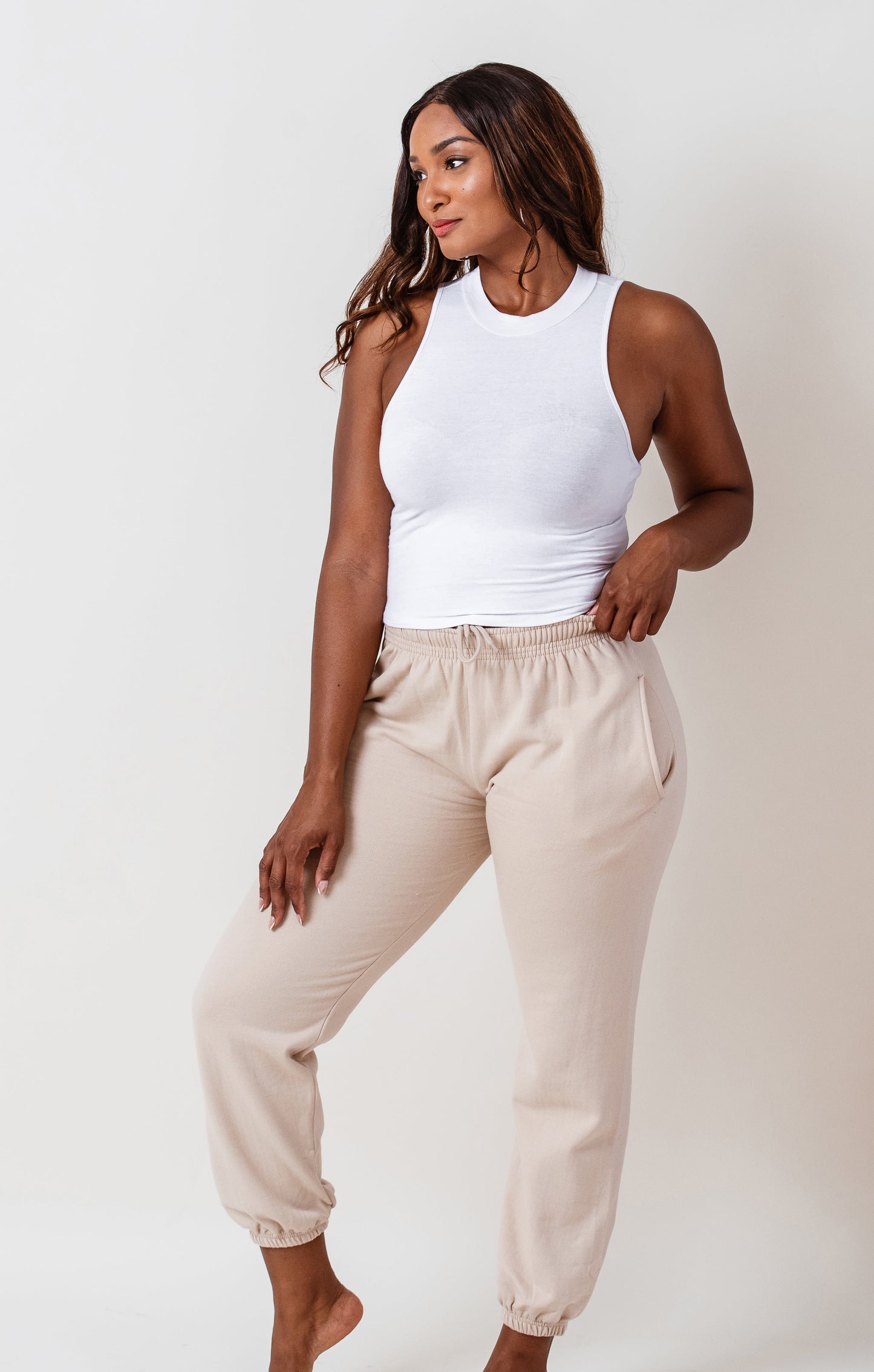 Laila Loungewear Jogger Bottoms- Stone