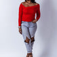 *CLEARANCE* Ribbed Bodycon Off Shoulder Top